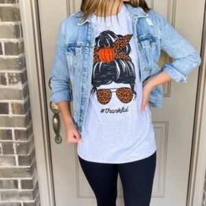 NEW Thankful Messy Bun Tee